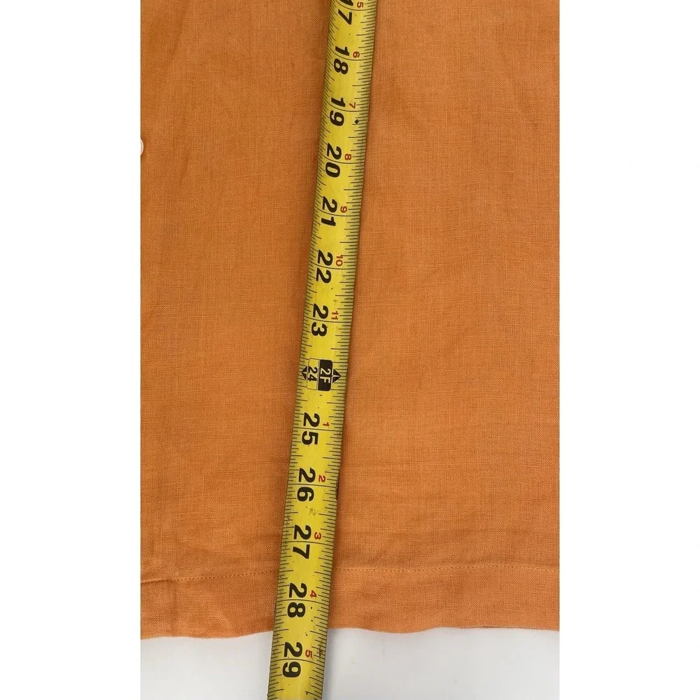 Banana Republic Shirt Mens Sm Orange 100% Linen Short Sleeve Camp Collar Beach
